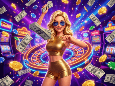 Luxurious online casino gaming experience with premium slots and golden chips
